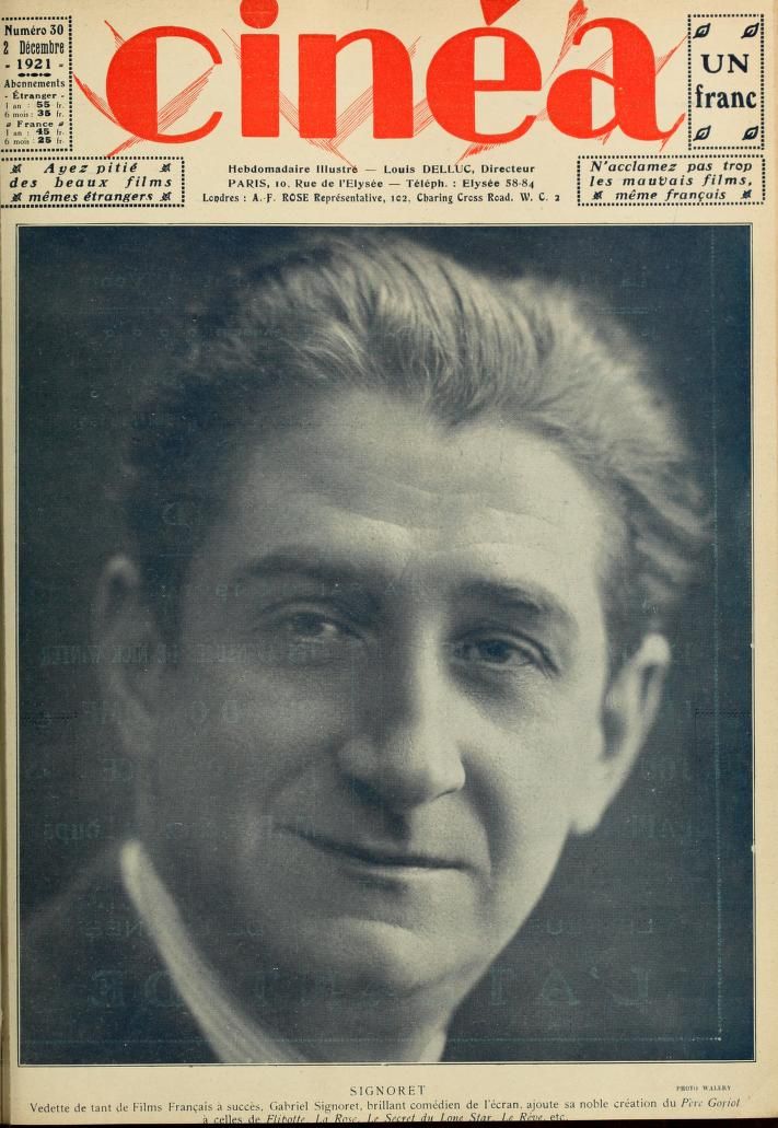 CINEA magazine side cover Issue 30 2 December 1921