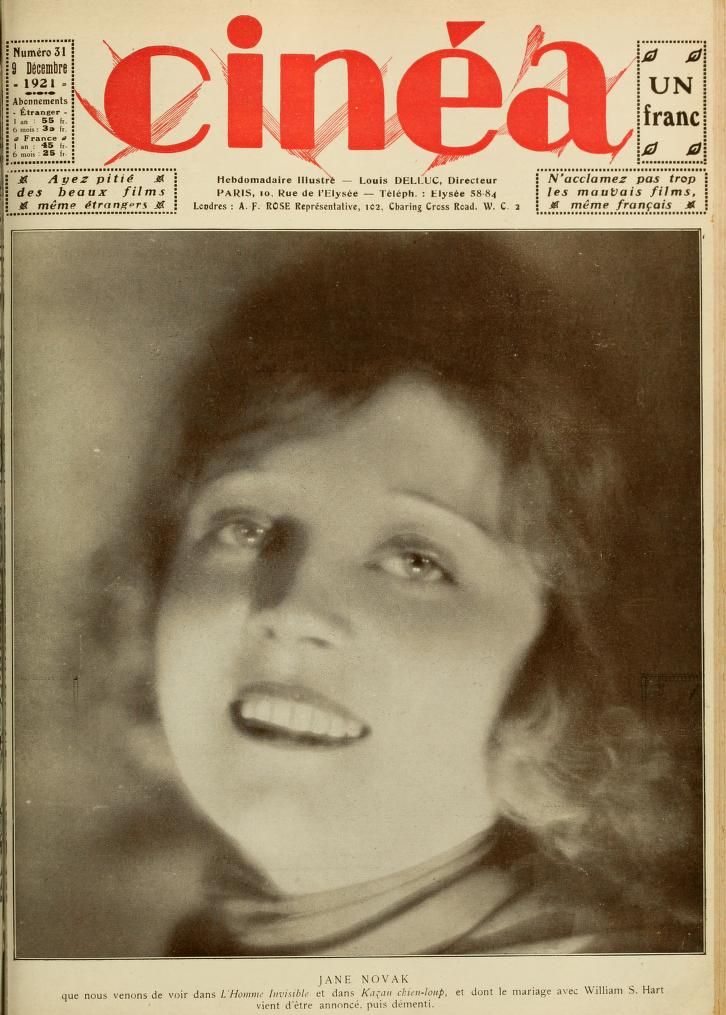 CINEA magazine side cover Issue 31 9 December 1921