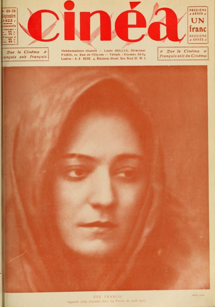 CINEA magazine side cover Issue 69/70 8 September 1922