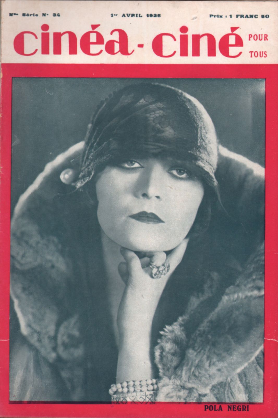 CINEA-CINE POUR TOUS magazine side cover Issue 34 1 April 1925