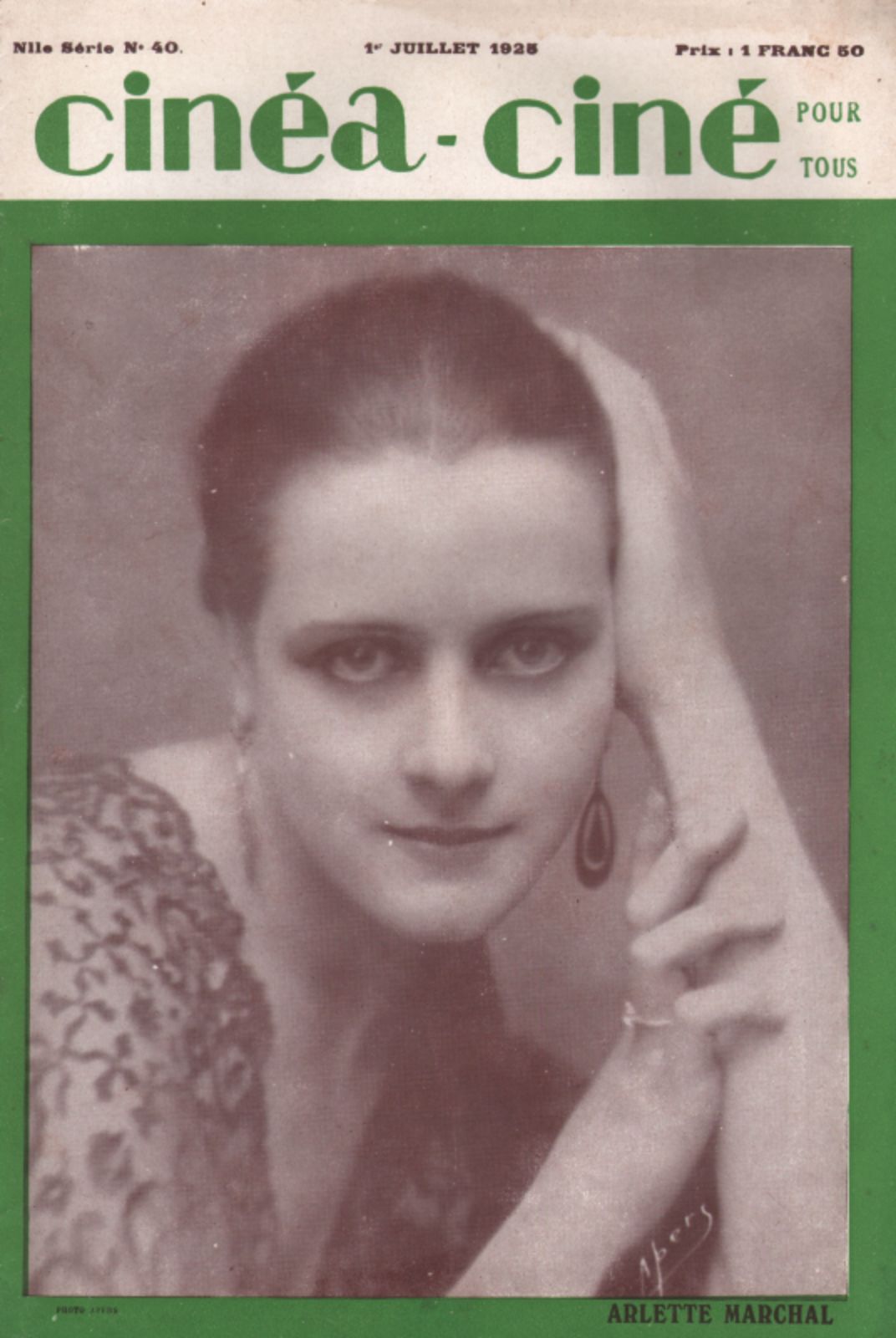 CINEA-CINE POUR TOUS magazine side cover Issue 40 1 July 1925