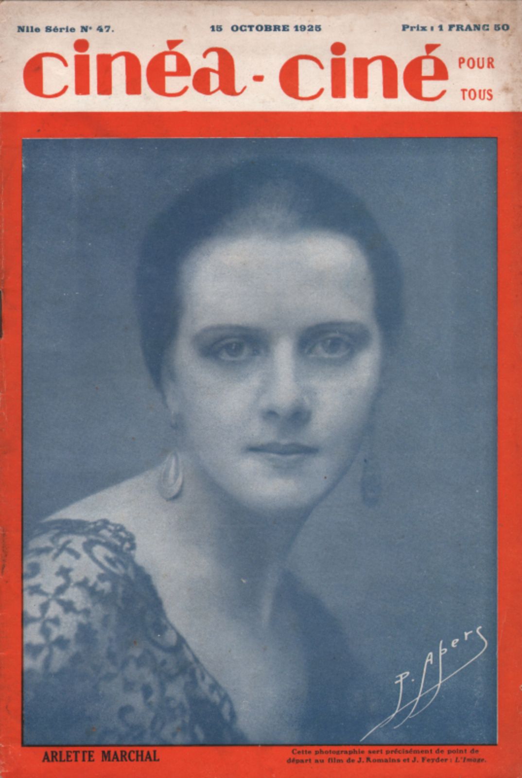 CINEA-CINE POUR TOUS magazine side cover Issue 47 15 October 1925