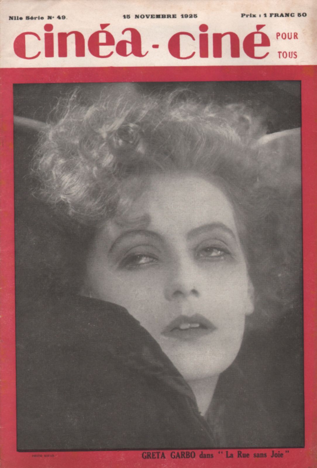 CINEA-CINE POUR TOUS magazine side cover Issue 49 15 November 1925