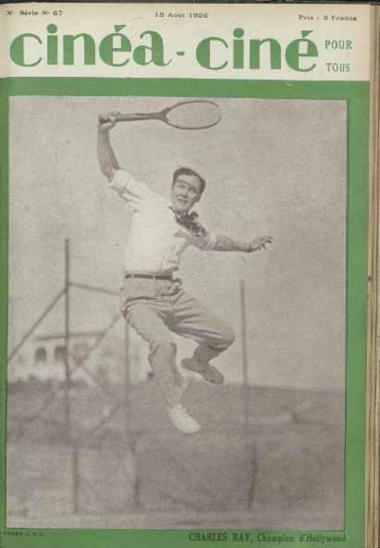 CINEA-CINE POUR TOUS magazine side cover Issue 67 15 August 1926