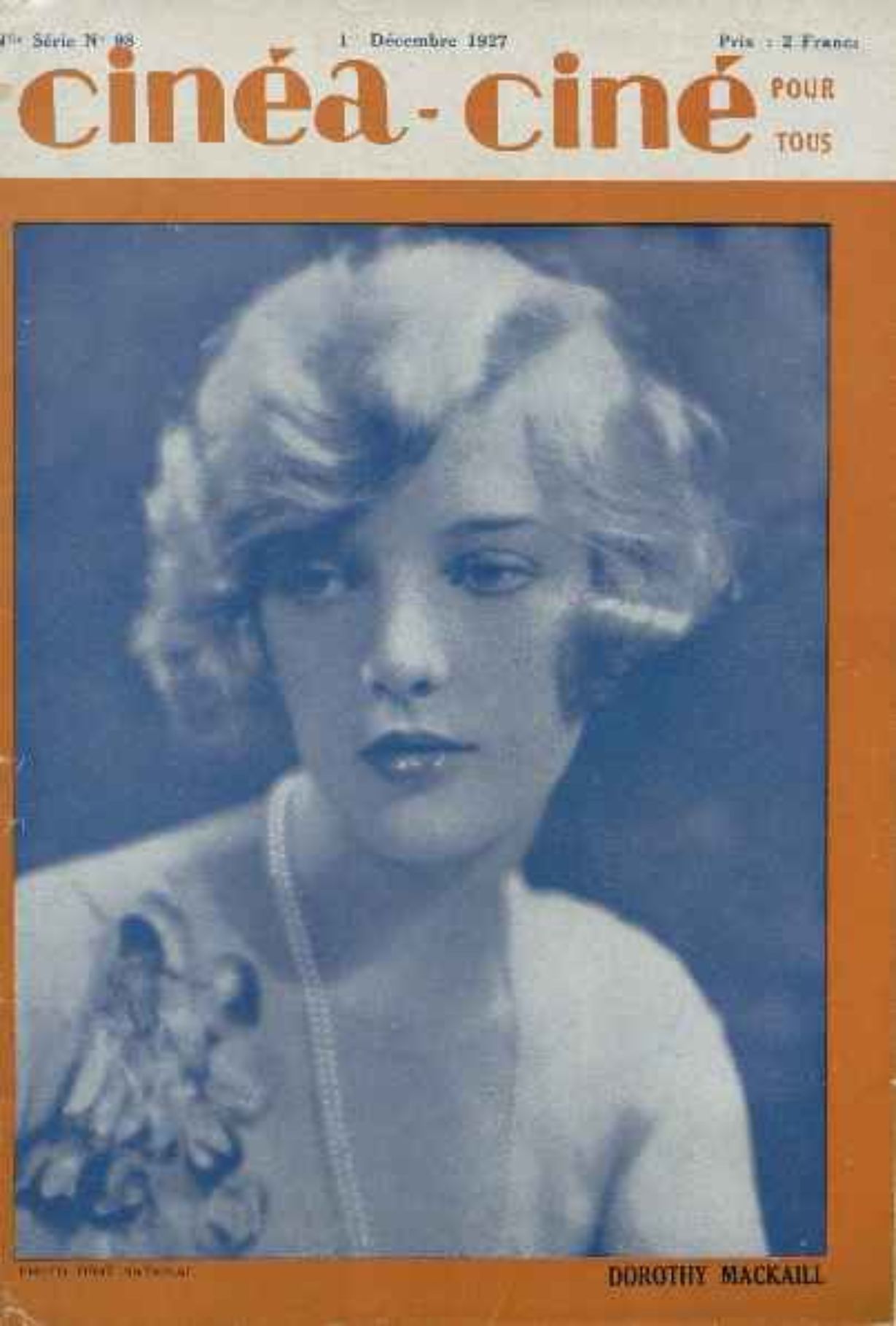 CINEA-CINE POUR TOUS magazine side cover Issue 98 1 December 1927