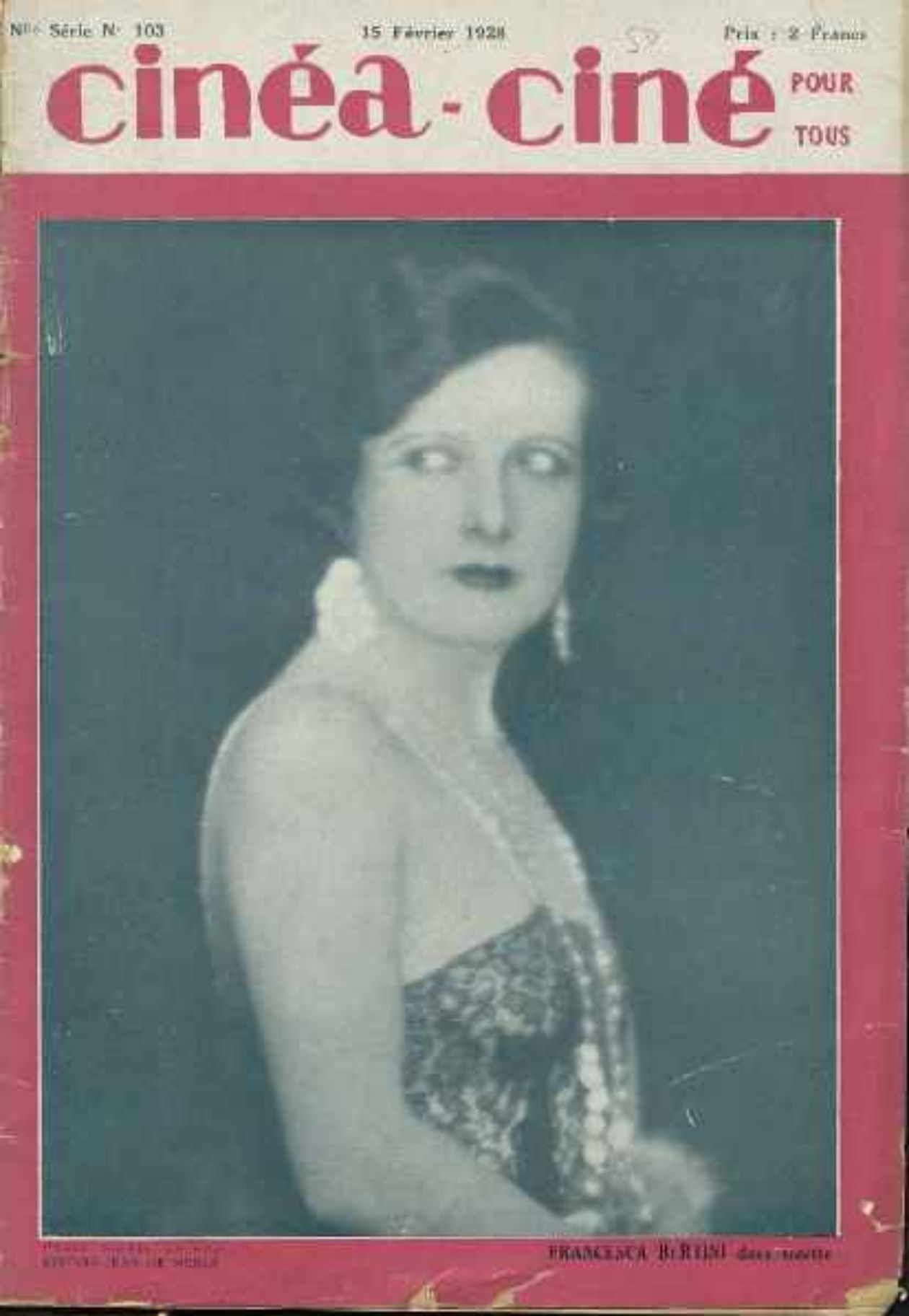 CINEA-CINE POUR TOUS magazine side cover Issue 103 15 February 1928