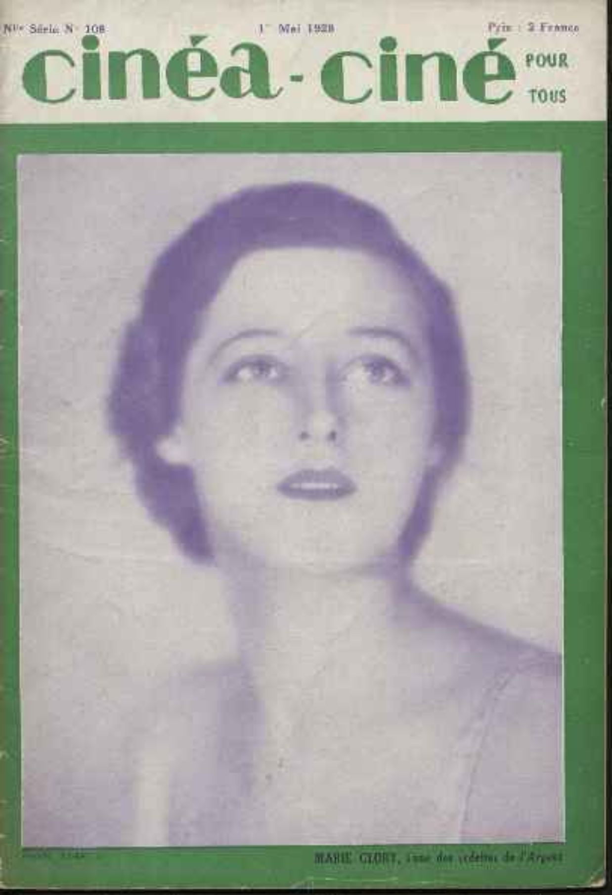 CINEA-CINE POUR TOUS magazine side cover Issue 108 1 May 1928