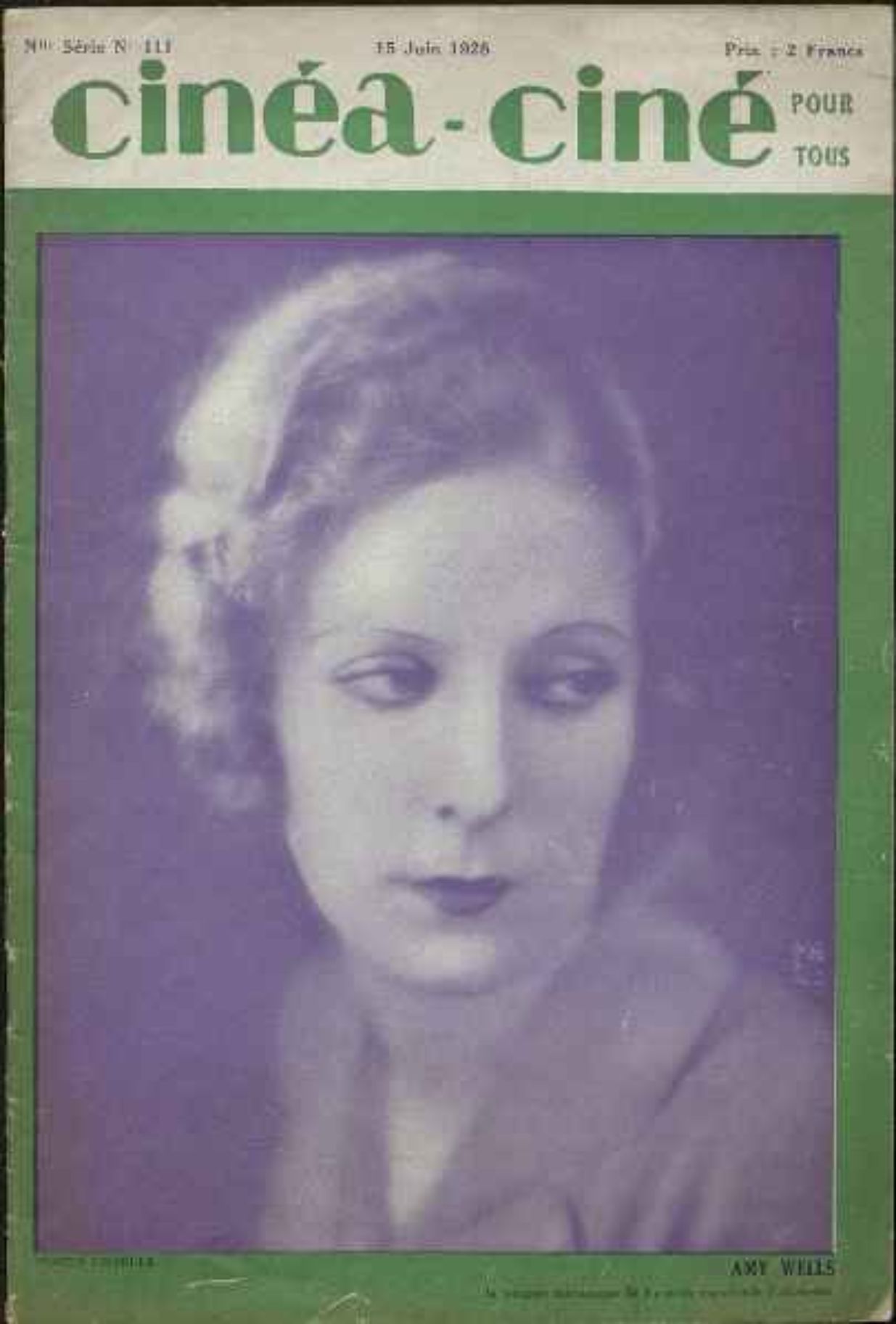 CINEA-CINE POUR TOUS magazine side cover Issue 111 15 June 1928