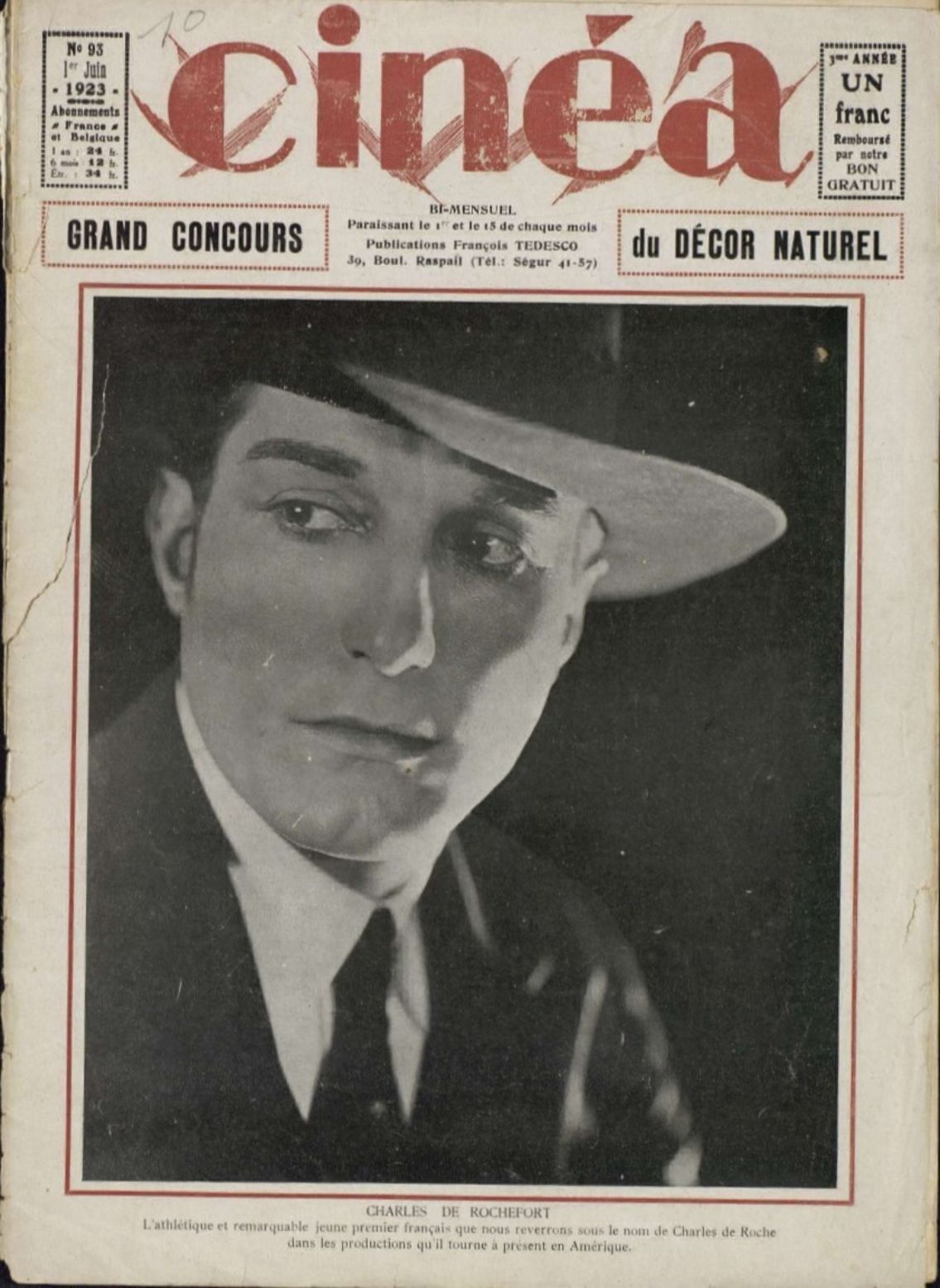 CINEA magazine side cover Issue 93 1 June 1923