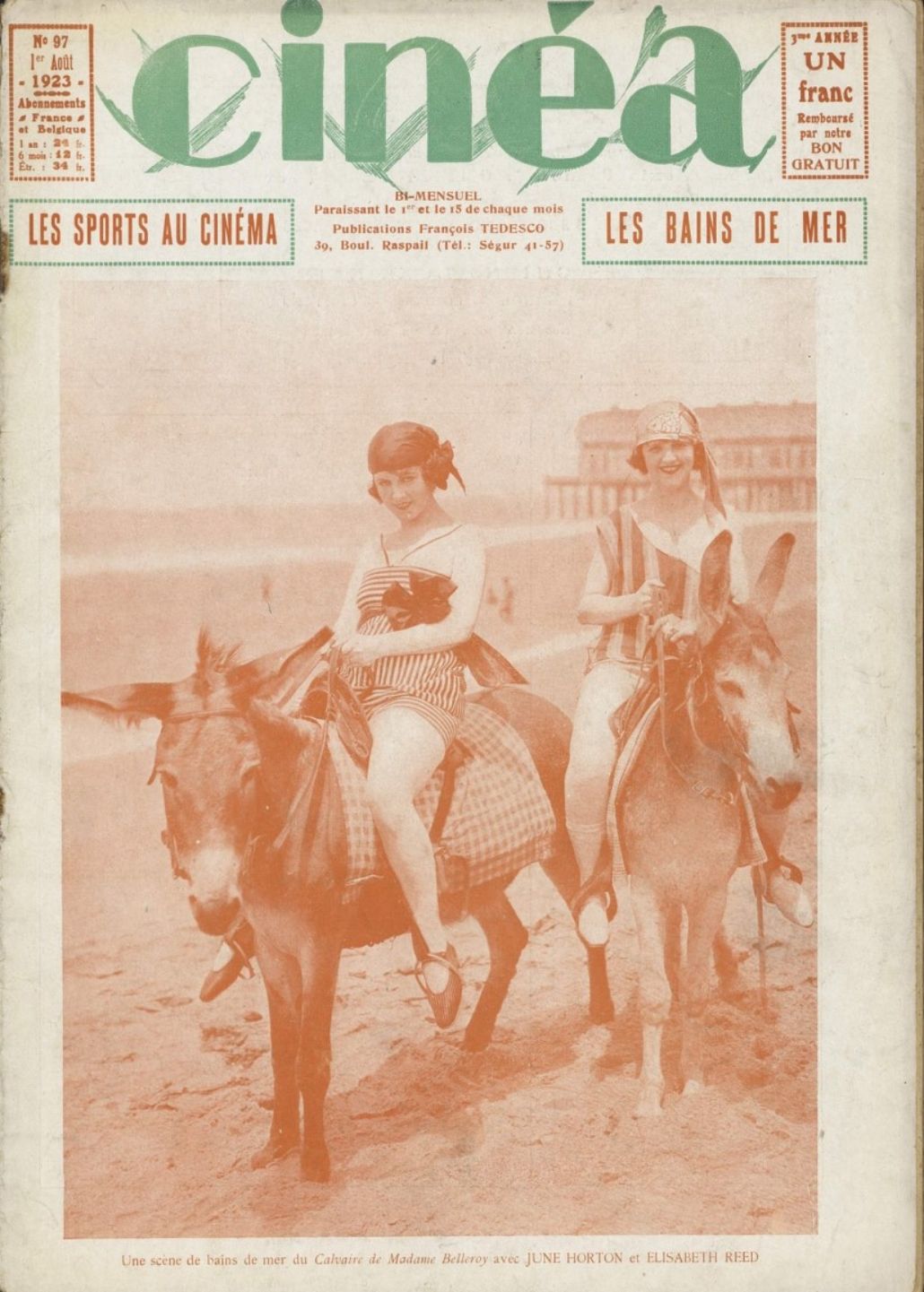 CINEA magazine side cover Issue 97 1 August 1923