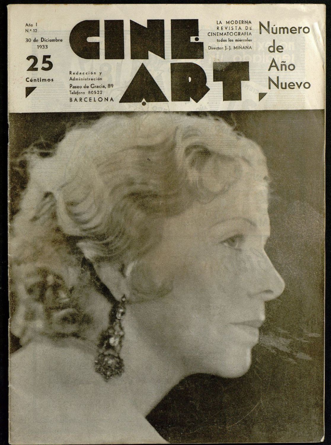 CINE ART magazine side cover Issue 12 30 December 1933