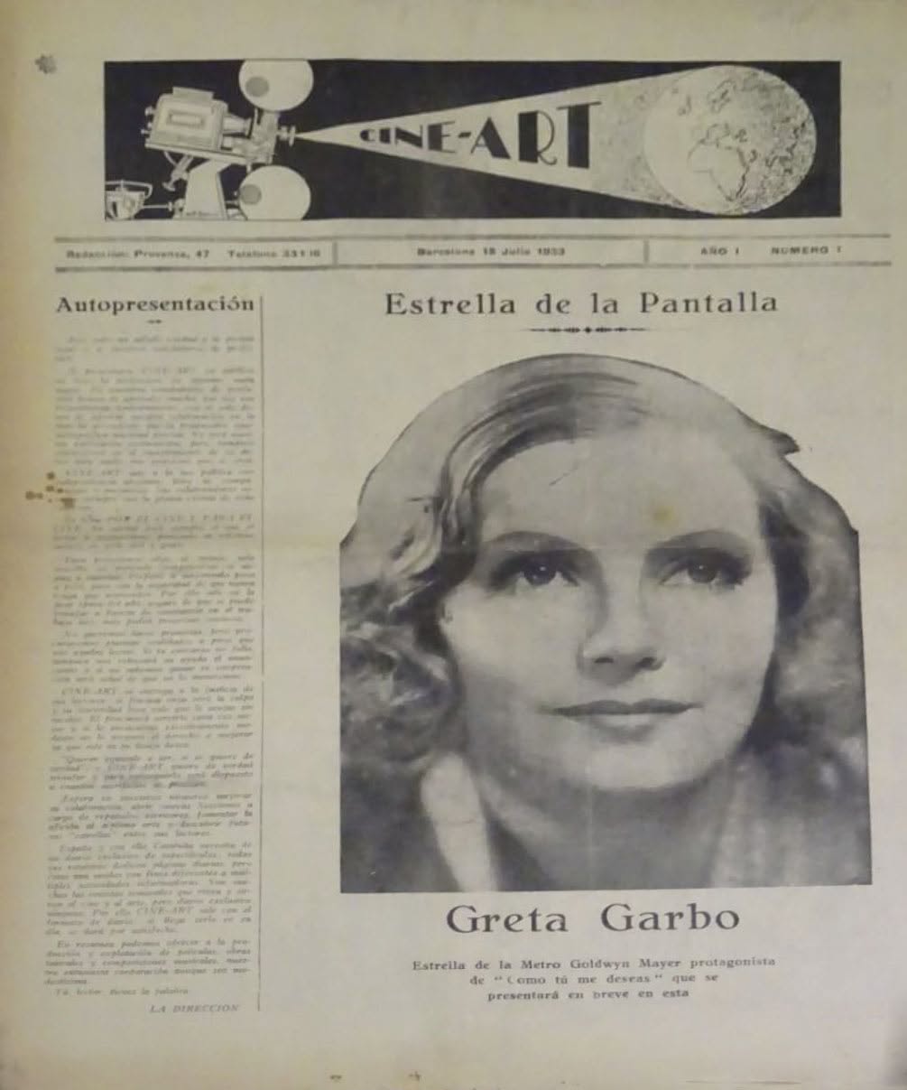 CINE ART magazine side cover Issue 1   1933