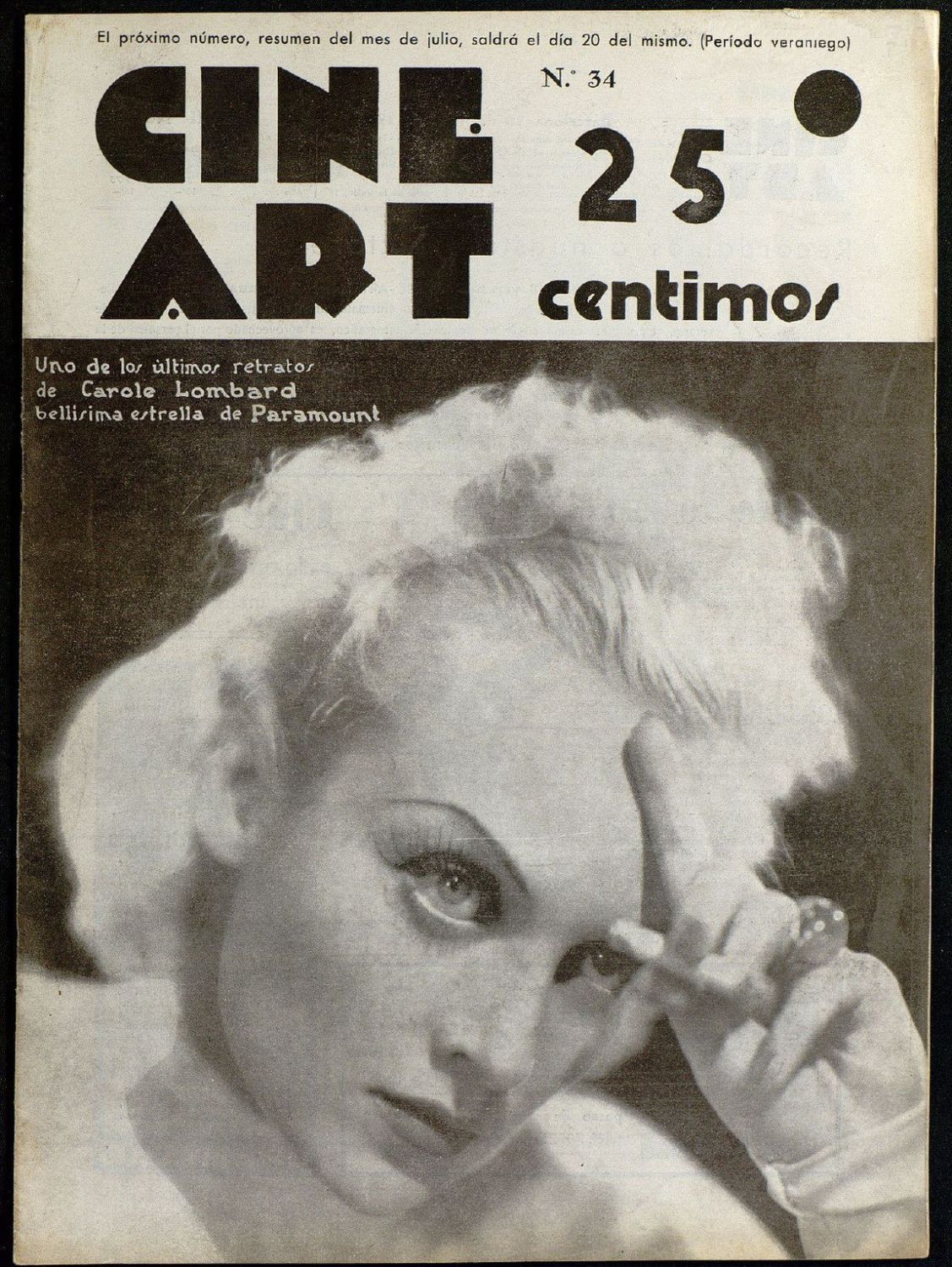 CINE ART magazine side cover Issue 34 20 June 1934