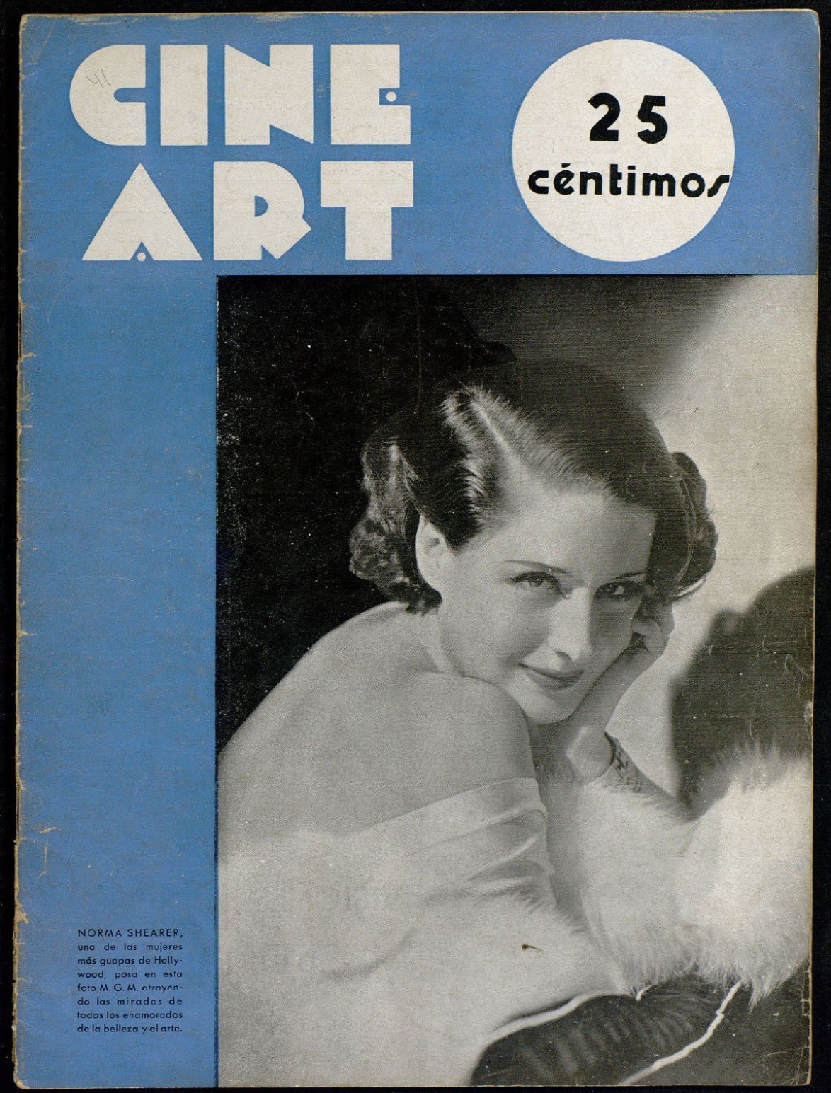 CINE ART magazine side cover Issue 41 25 October 1934