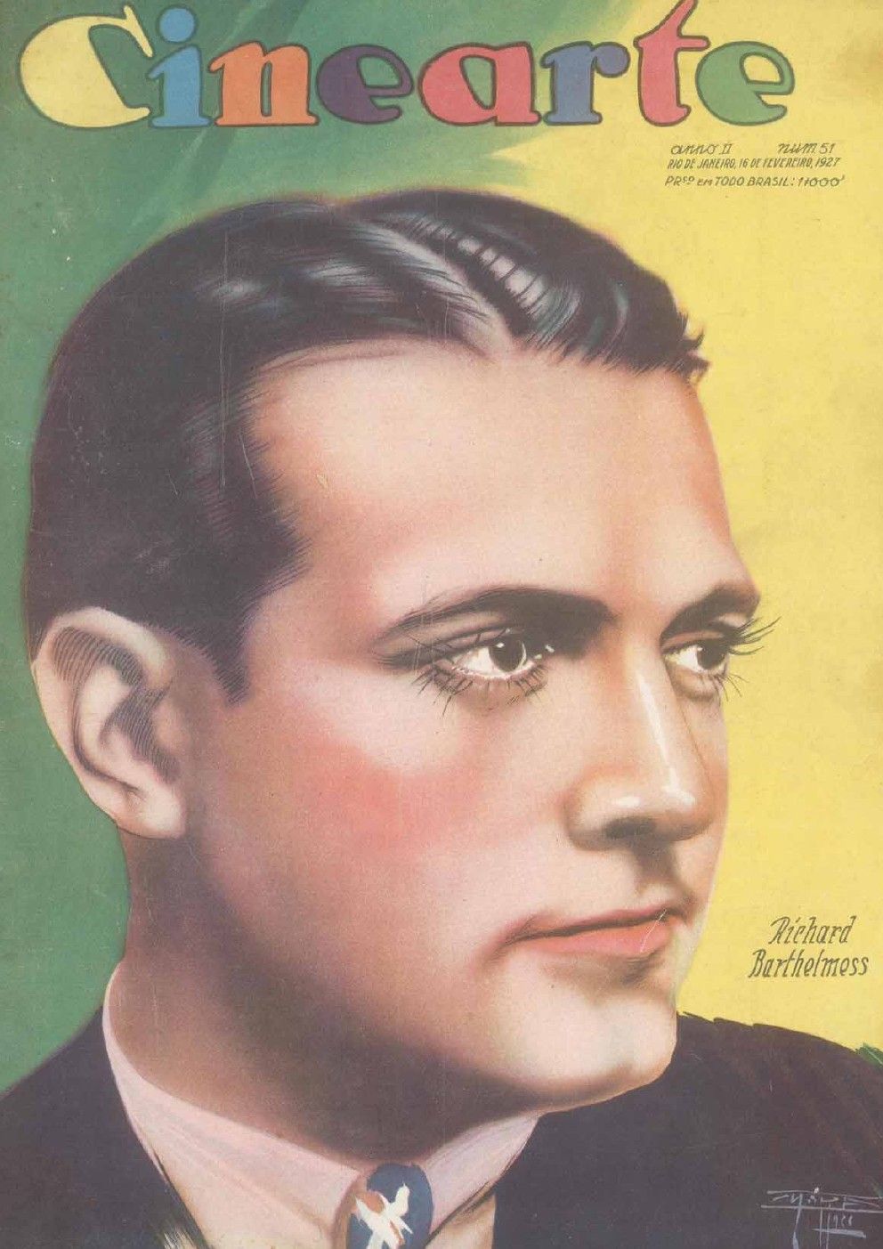 CINEARTE magazine side cover Issue 51 16 February 1927