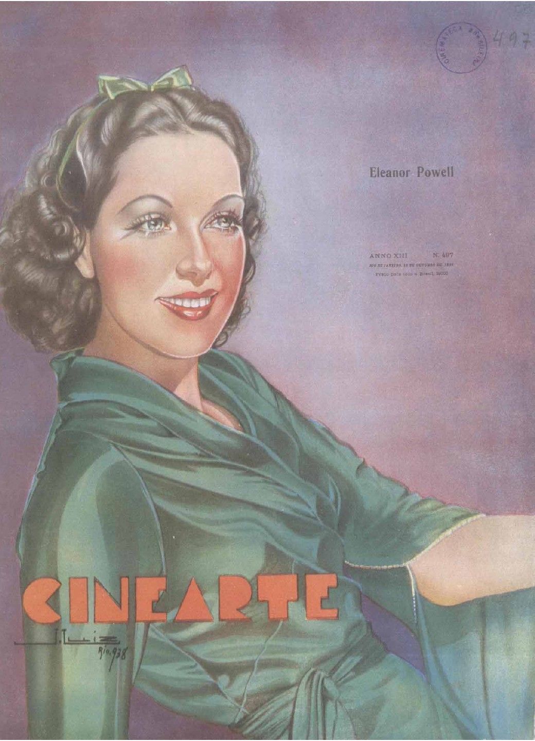 CINEARTE magazine side cover Issue 497 15 October 1938