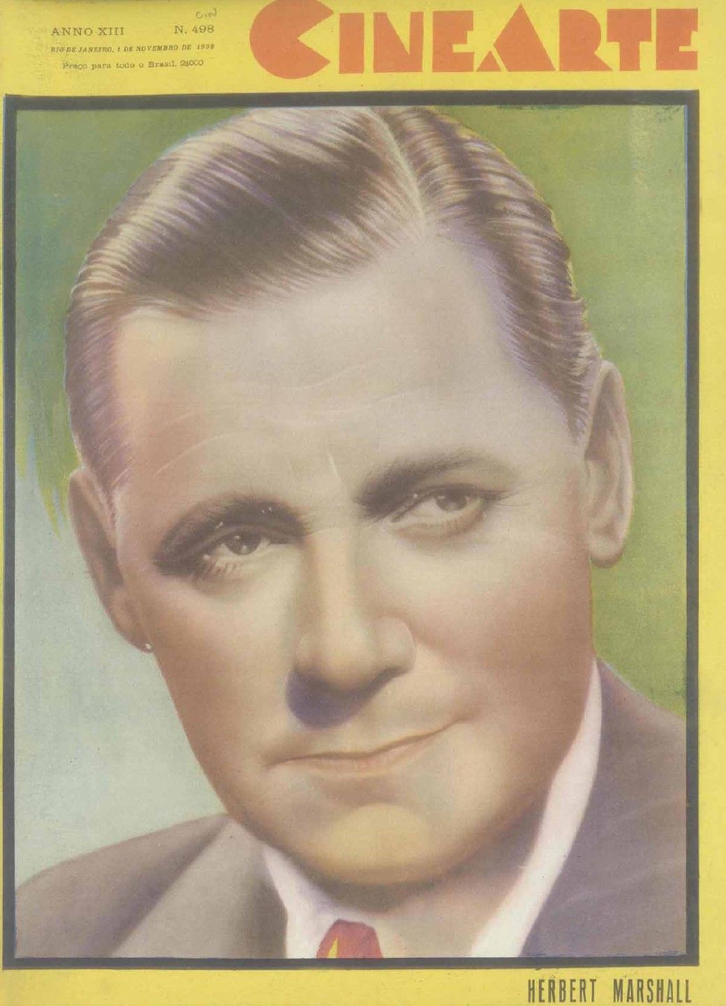 CINEARTE magazine side cover Issue 498 1 November 1938