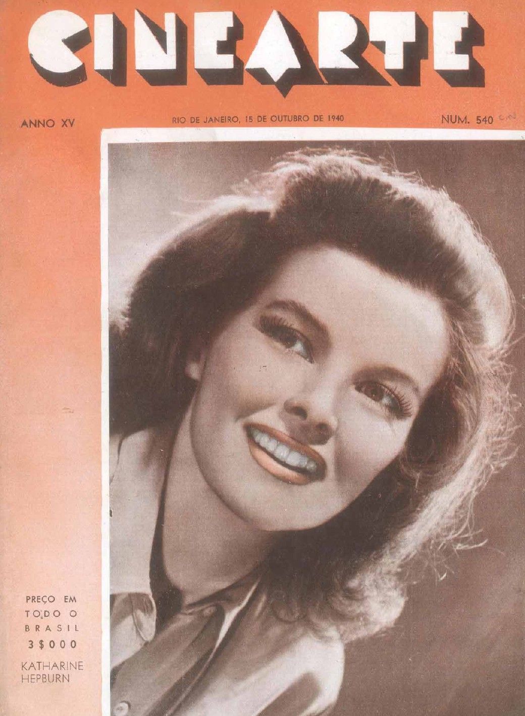 CINEARTE magazine side cover Issue 540 15 October 1940