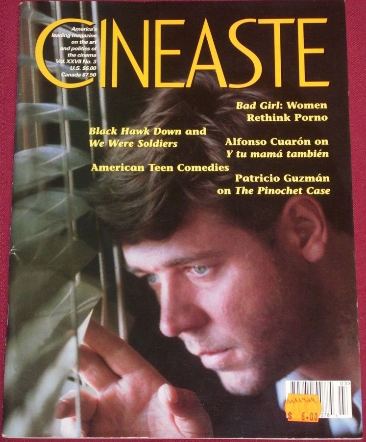 CINEASTE magazine side cover Issue 102 Vol 27 #3 June 2002