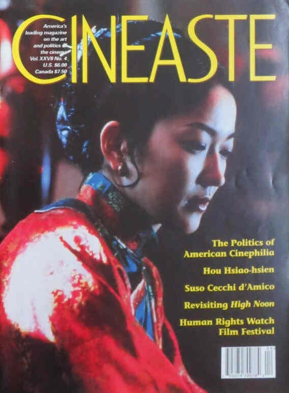 CINEASTE magazine side cover Issue 103 Vol 27 #4 September 2002