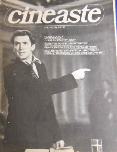 CINEASTE magazine side cover Issue 28 Vol 8 #1 June 1977