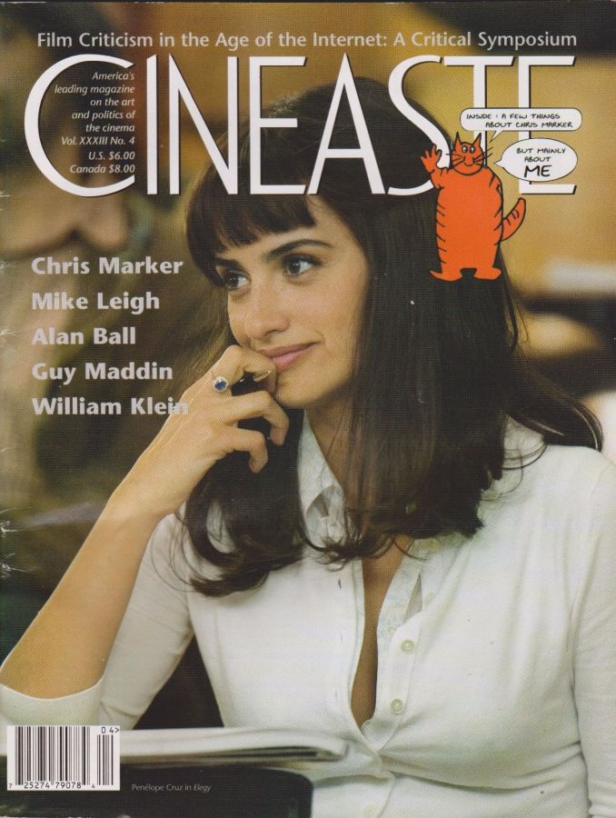 CINEASTE magazine side cover Issue 127  Vol 33 # 4  
