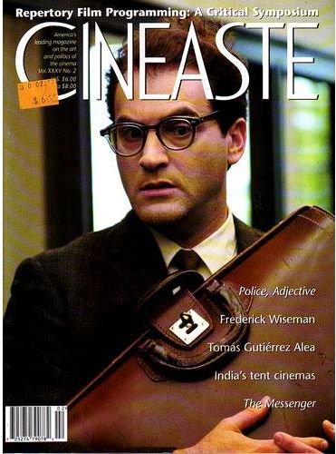 CINEASTE magazine side cover Issue 133  Vol 35 # 2  