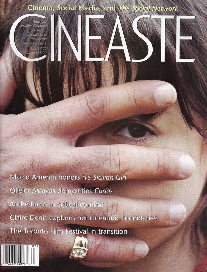 CINEASTE magazine side cover Issue 136  Vol 36 # 1  