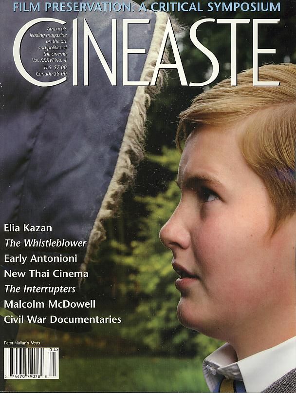 CINEASTE magazine side cover Issue 139  Vol 36 # 4  