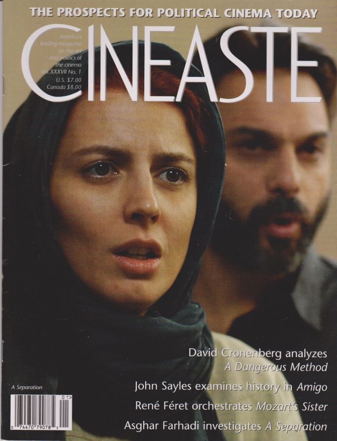 CINEASTE magazine side cover Issue 140  Vol 37 # 1  