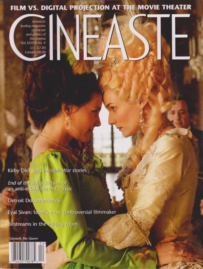 CINEASTE magazine side cover Issue 143  Vol 37 # 4  