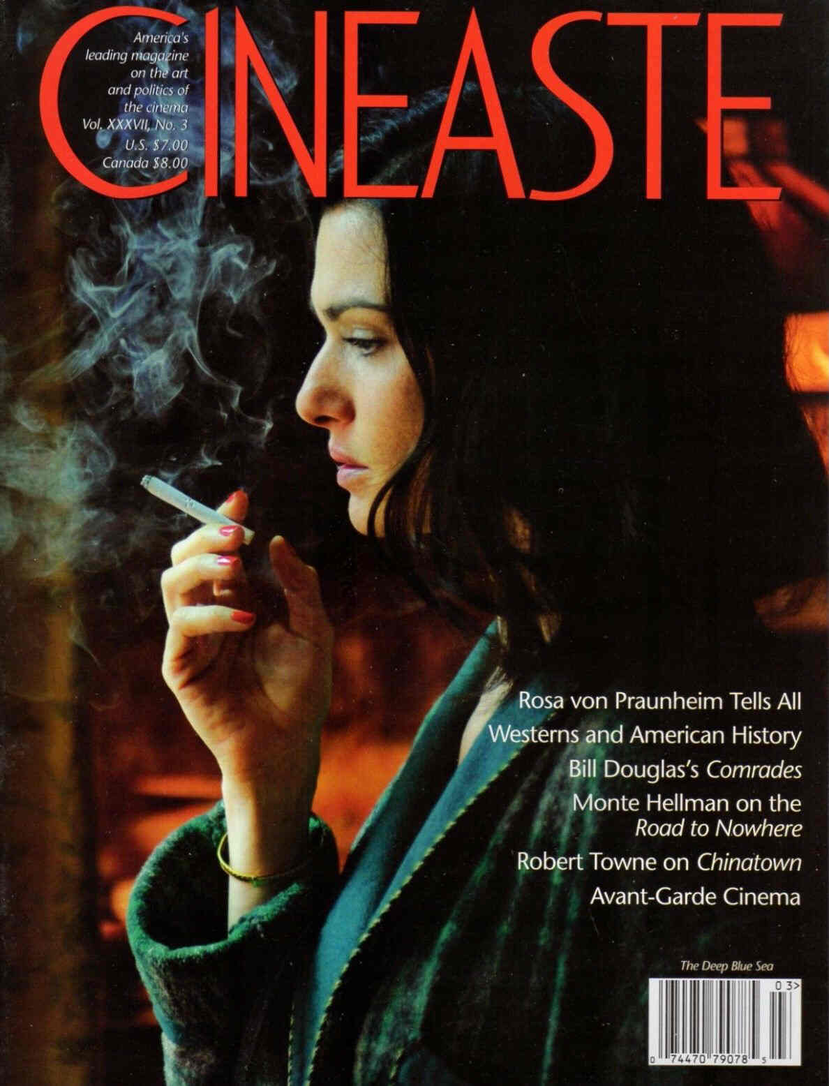 CINEASTE magazine side cover Issue 142  Vol 37 # 3  