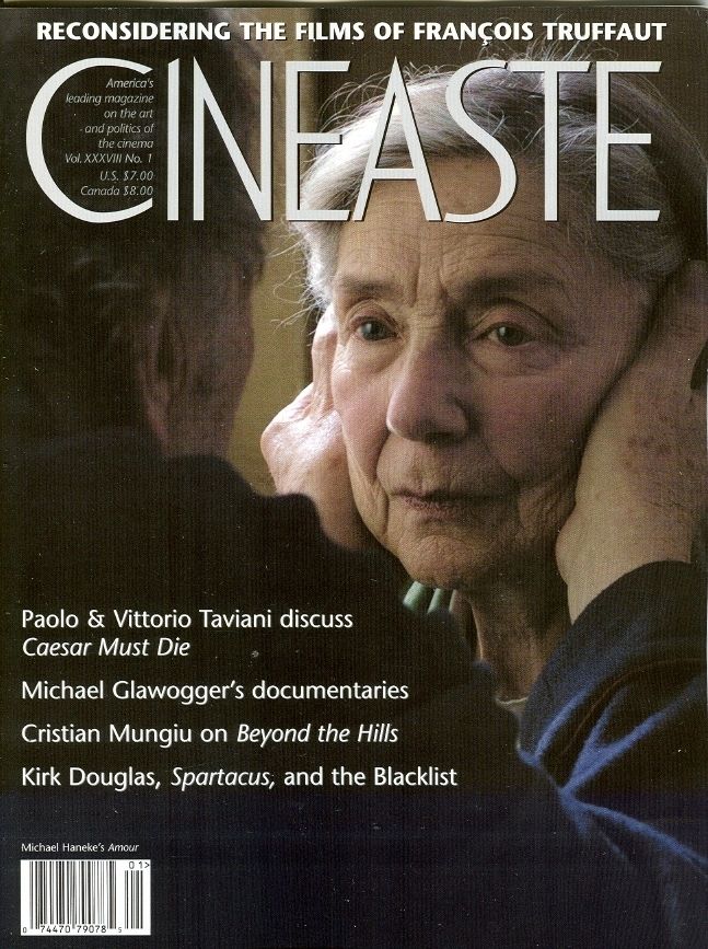 CINEASTE magazine side cover Issue 144  Vol 38 # 1  