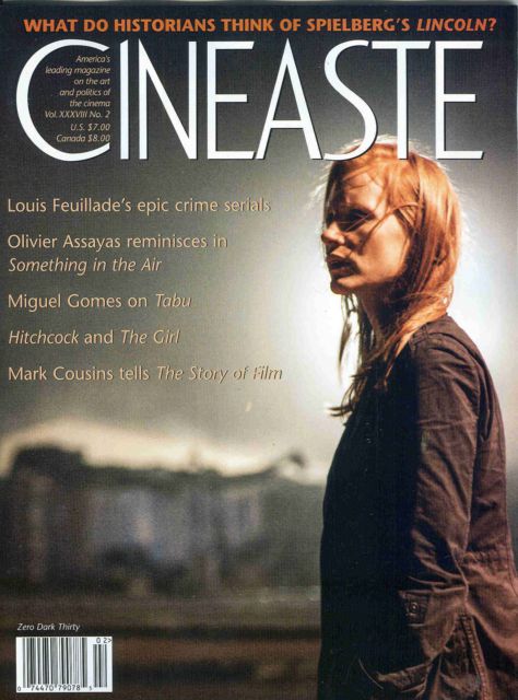 CINEASTE magazine side cover Issue 145  Vol 38 # 2  