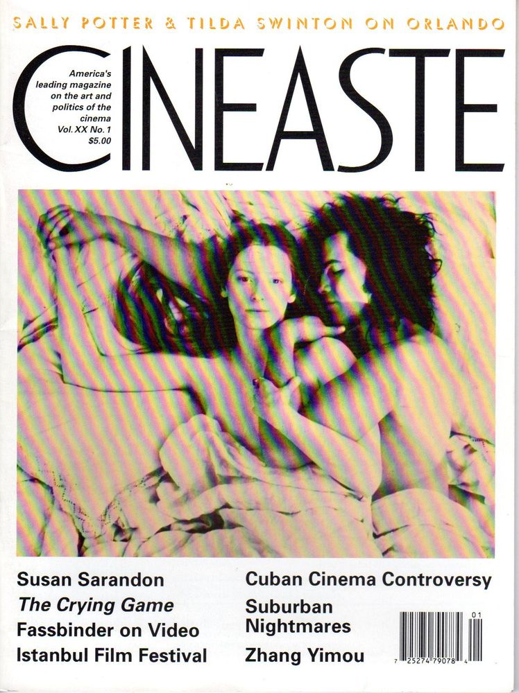 CINEASTE magazine side cover Issue 74  Vol 20 #1 July 1993
