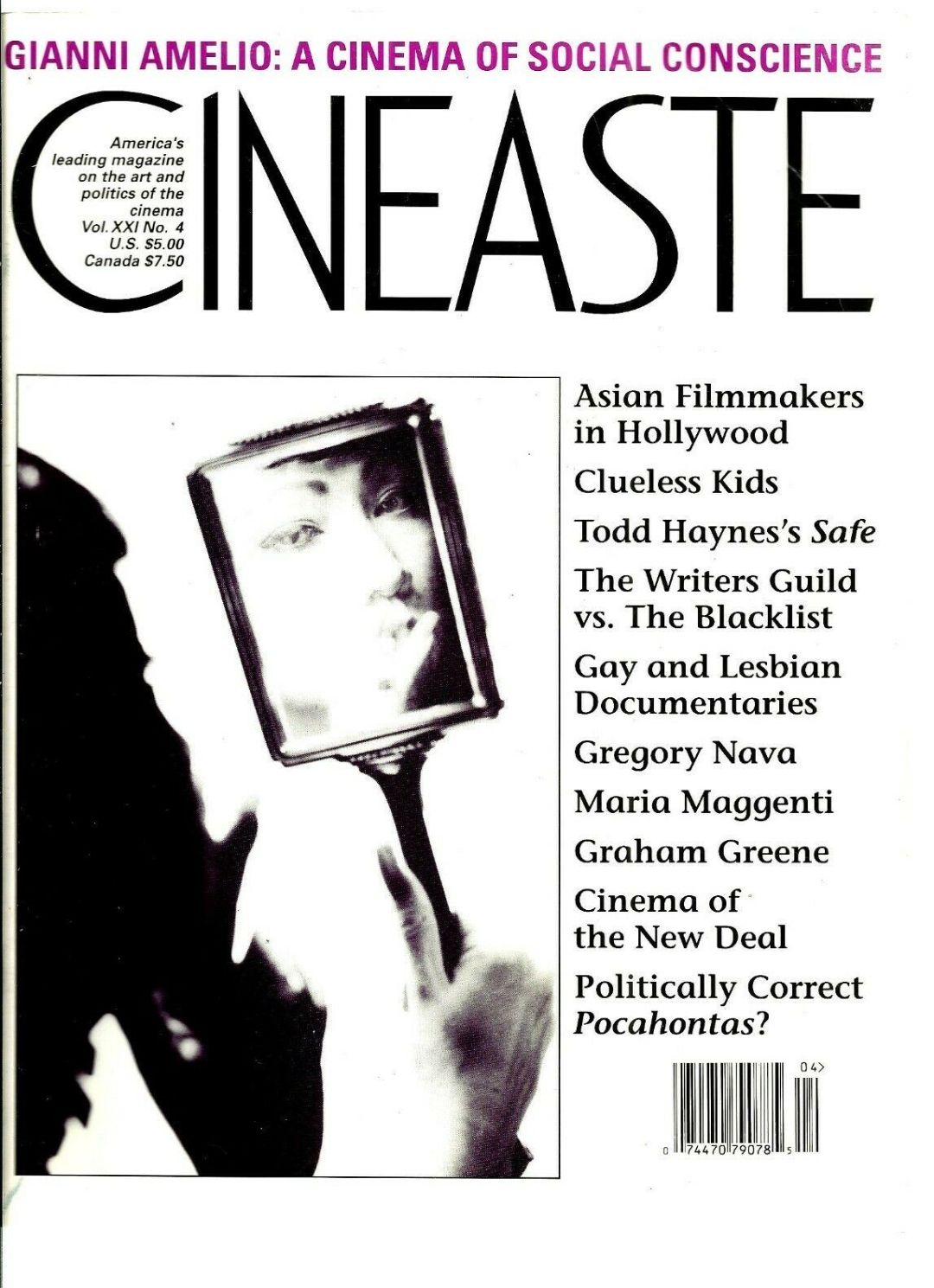 CINEASTE magazine side cover Issue 80 Vol 21 #4 December 1995