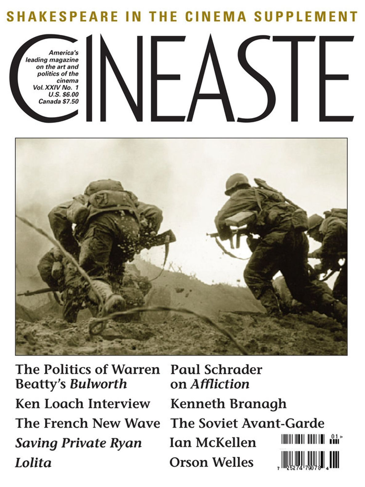 CINEASTE magazine side cover Issue 89 Vol 24 #1 December 1998