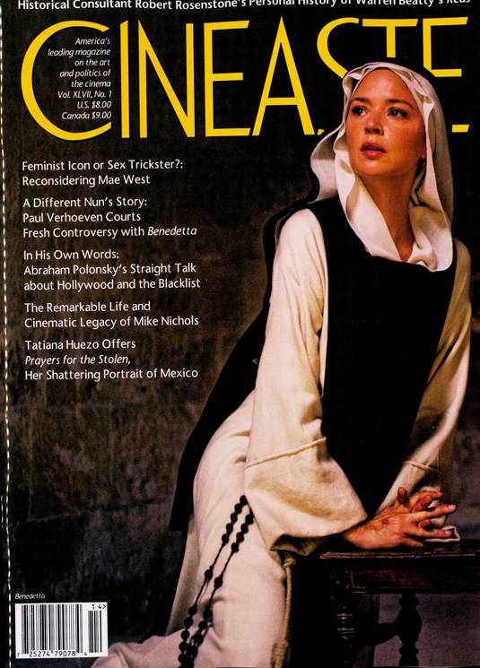 CINEASTE magazine side cover  Vol 47 No 1 Winter 2021