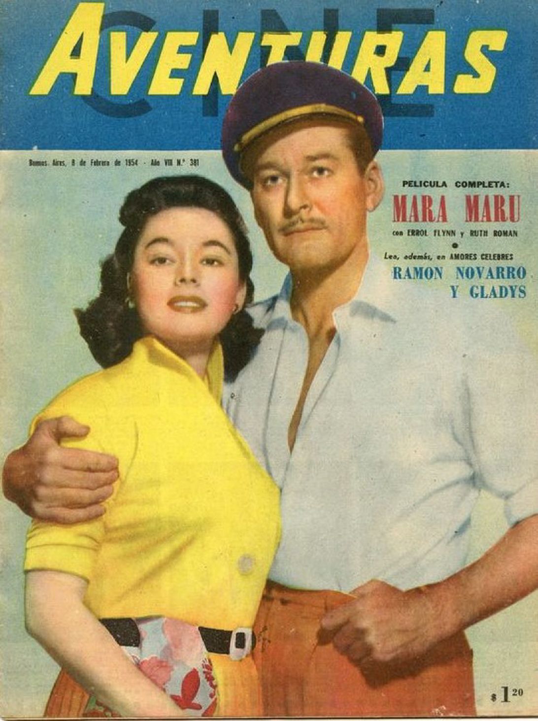 CINE AVENTURAS magazine side cover Issue 381 8 February 1954