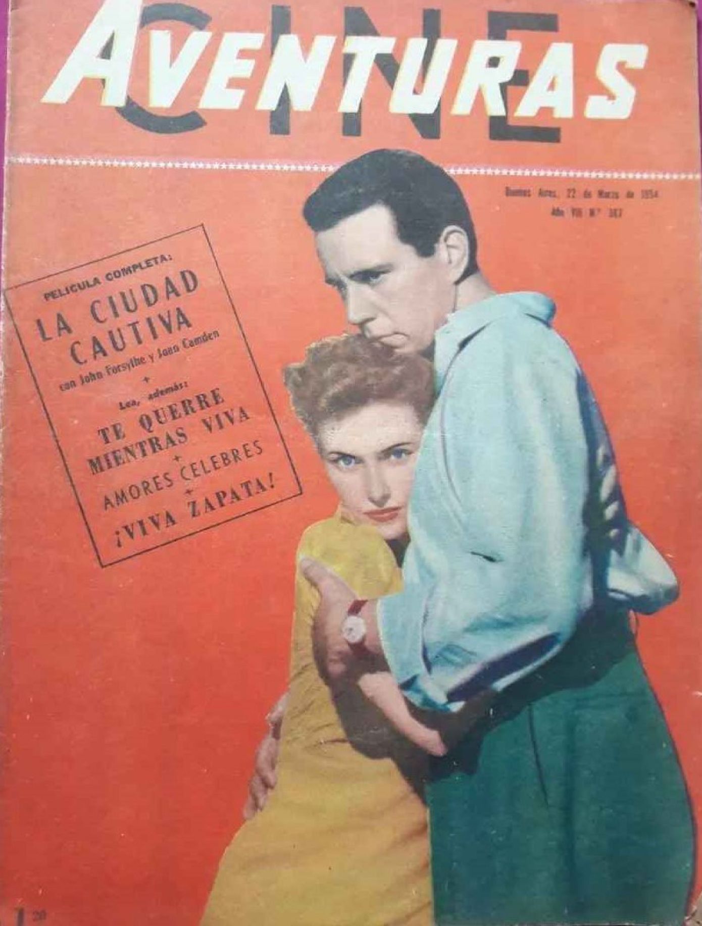 CINE AVENTURAS magazine side cover Issue 387   1954