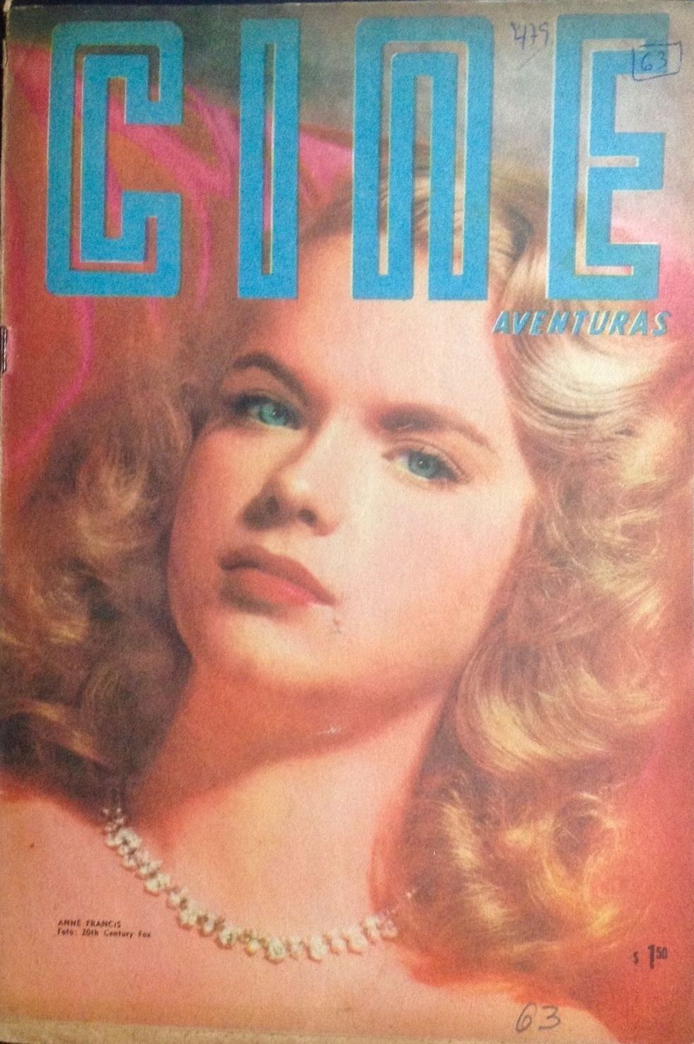 CINE AVENTURAS magazine side cover Issue 479 12 January 1956
