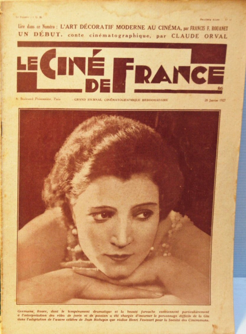 CINE DE FRANCE | LE magazine side cover Issue 15 28 January 1927