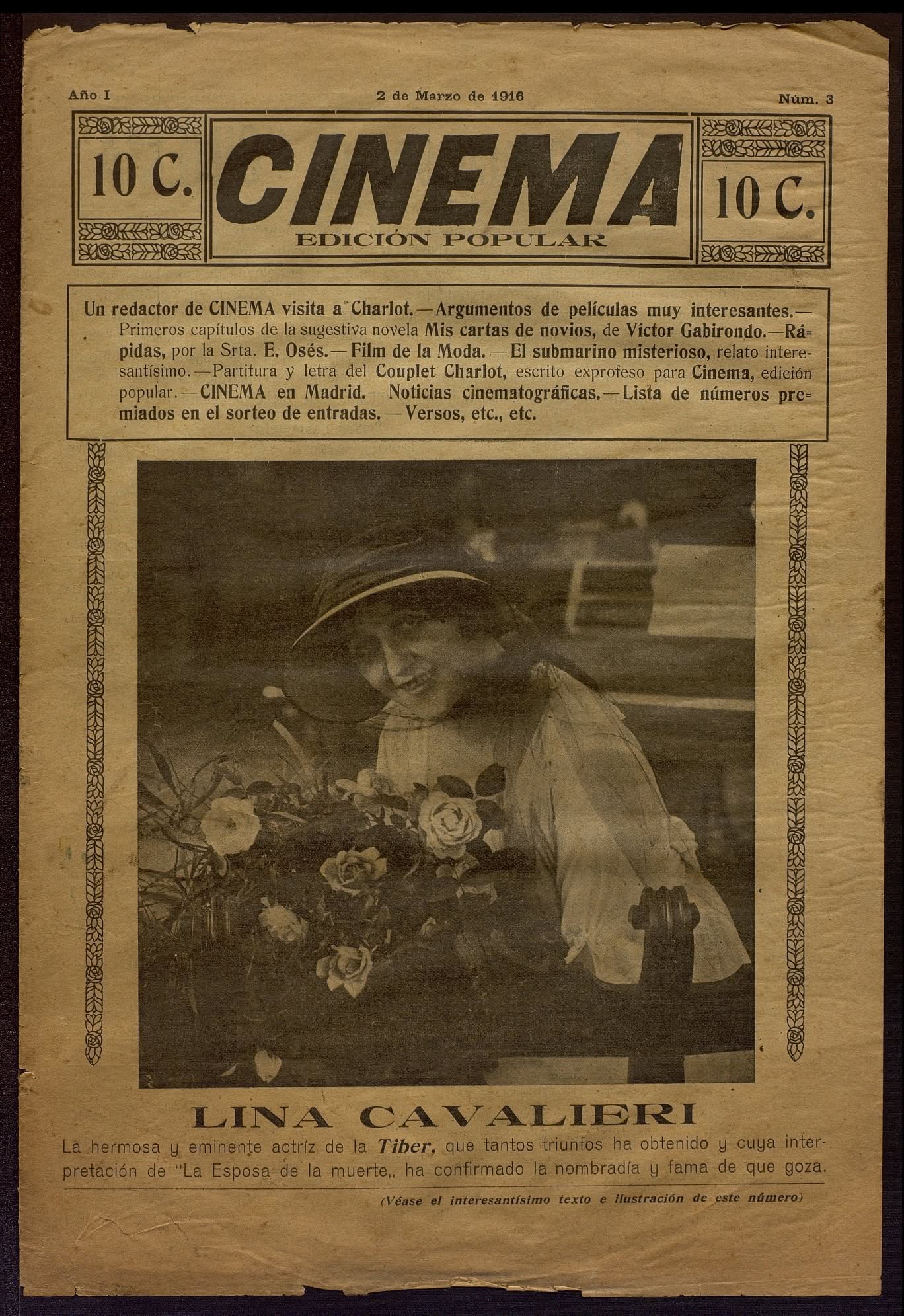 CINEMA EDICION POPULAR magazine side cover Issue 3 2 March 1916