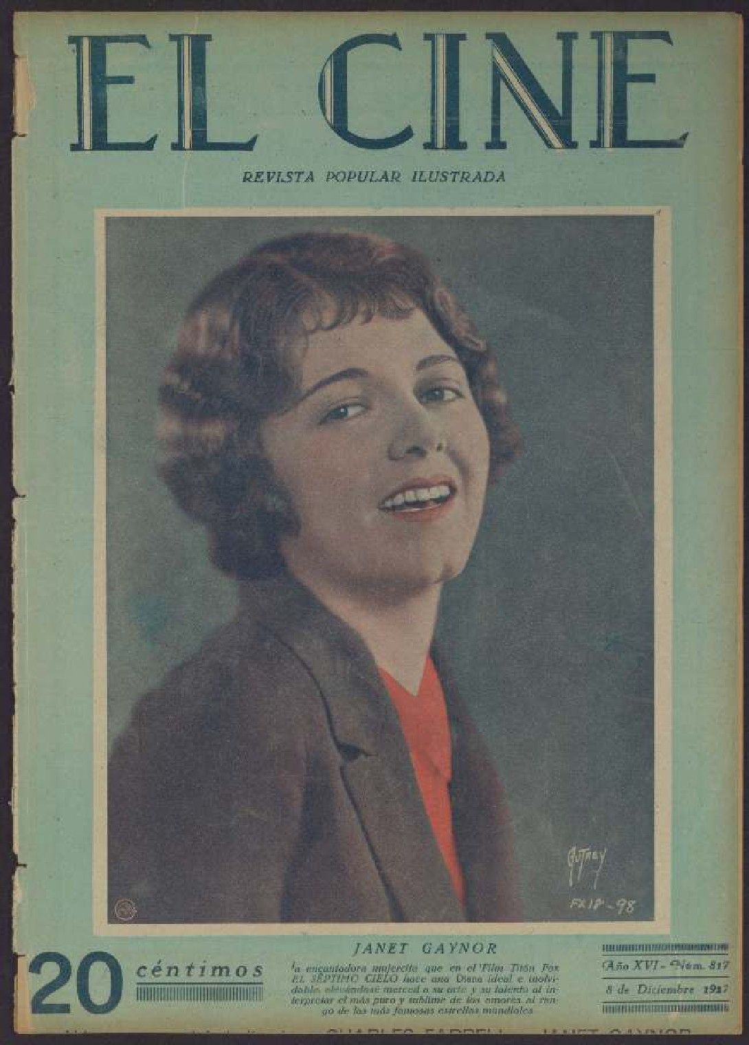 CINE | EL magazine side cover Issue 817   1927