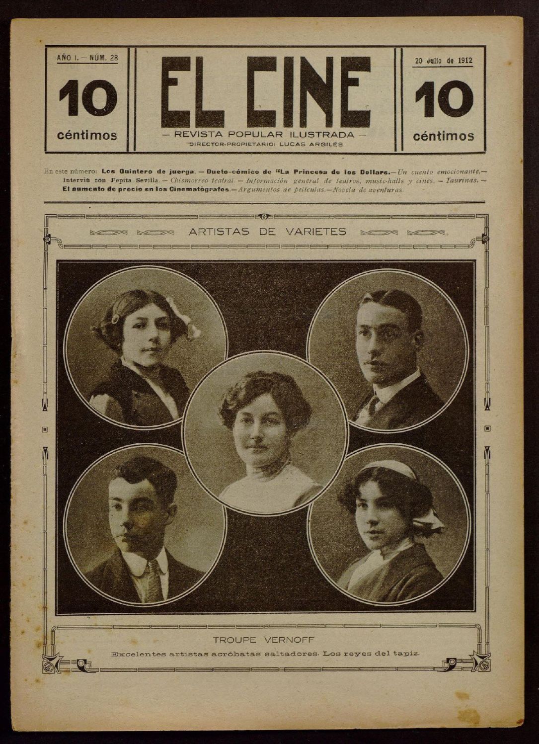 CINE | EL magazine side cover Issue 28 20 July 1912