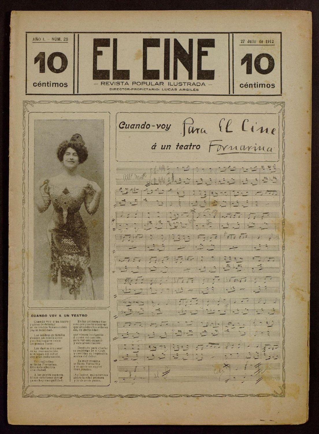 CINE | EL magazine side cover Issue 29 27 July 1912