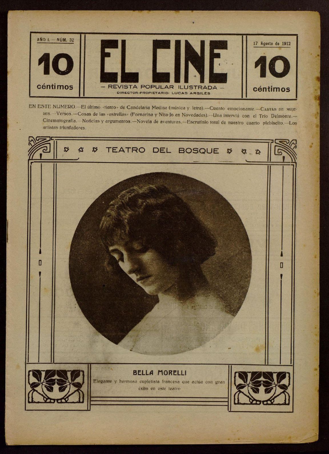 CINE | EL magazine side cover Issue 32 17 August 1912