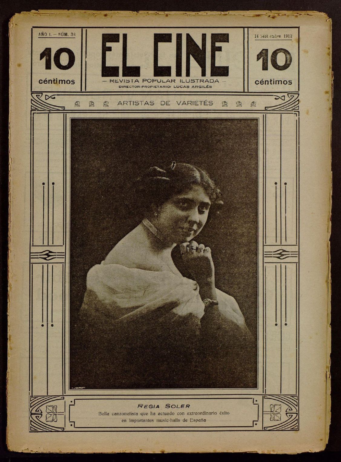 CINE | EL magazine side cover Issue 36 14 September 1912