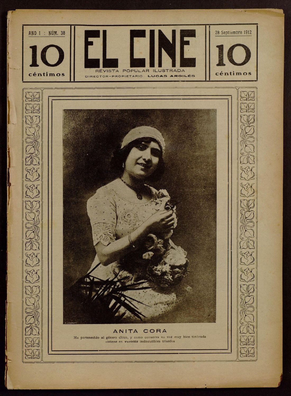 CINE | EL magazine side cover Issue 38 28 September 1912