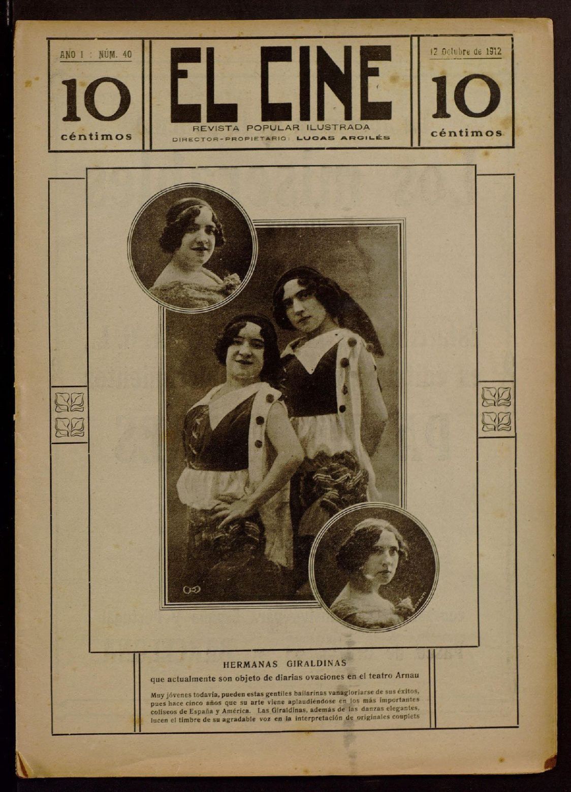 CINE | EL magazine side cover Issue 40 12 October 1912